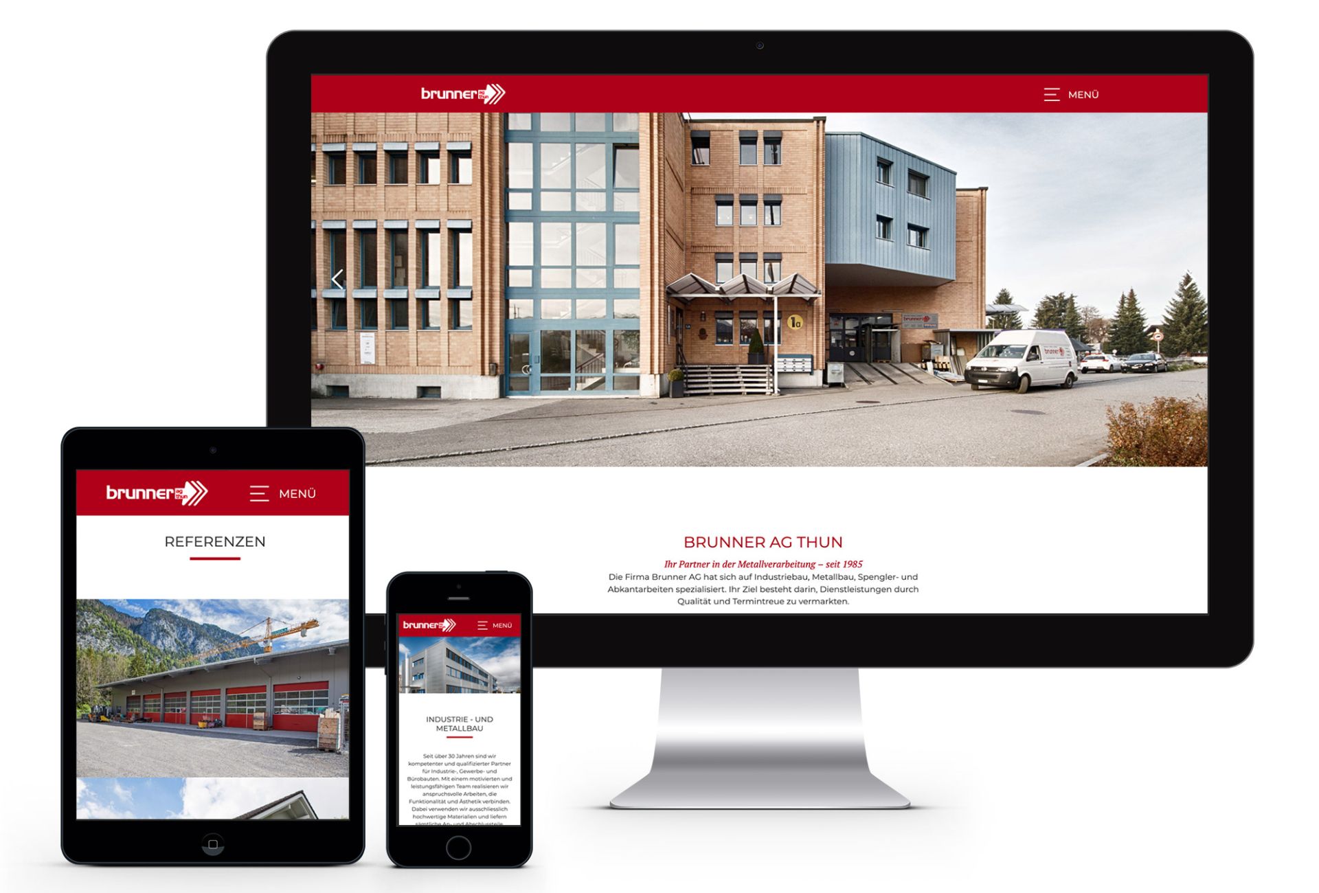 Brunner AG Thun setzt auf klare Struktur, hochwertige Fotografie und mobile Optimierung.